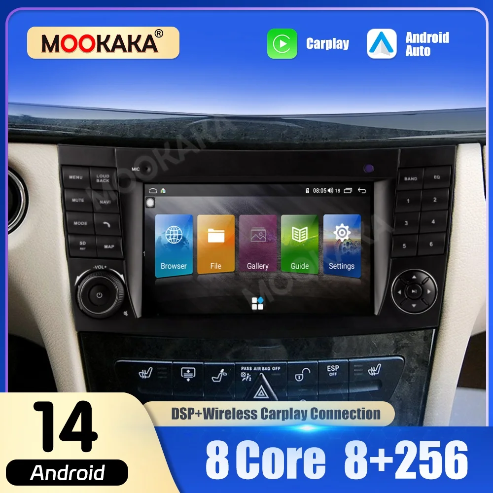 For Mercedes Benz E Class 2005~2008 Car Radio Multimedia Player Carplay Android Auto Autoradio Stereo GPS Navigation Head Unit