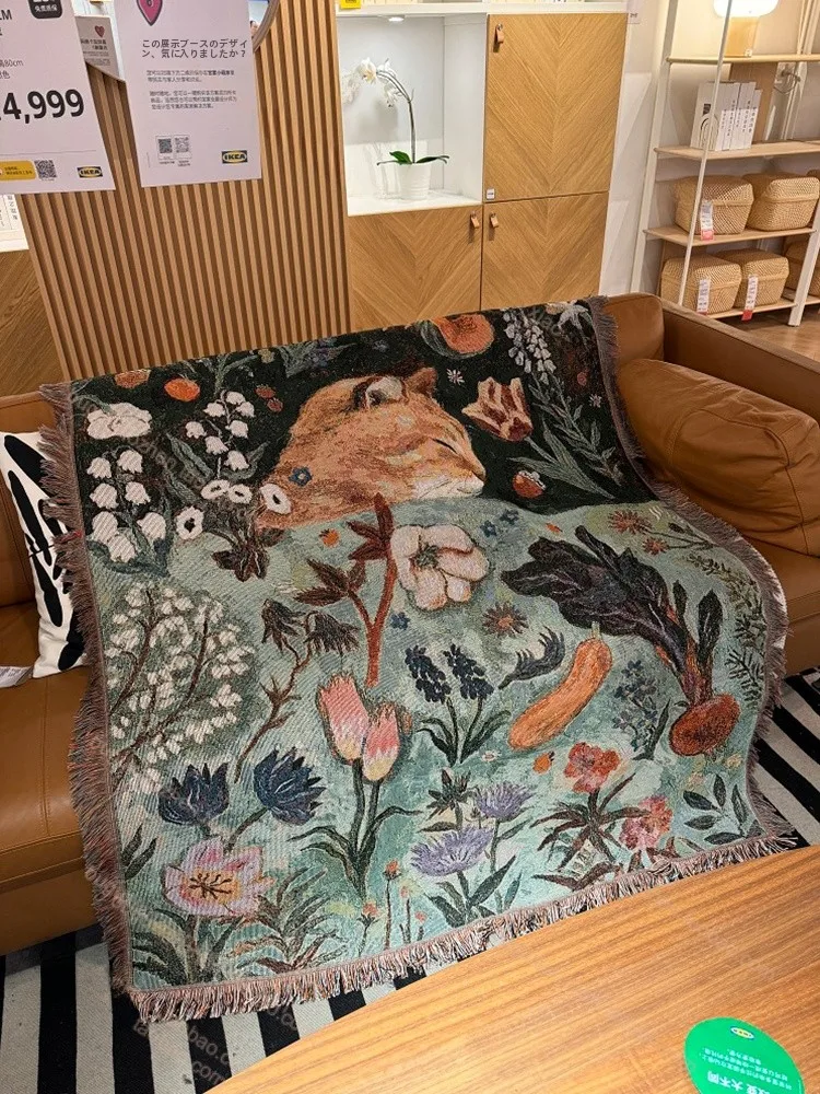 

Хлопковое одеяло-плед для детской комнаты, декоративный настенный гобелен, покрывало для одноместного дивана, мультяшный коврик для сна