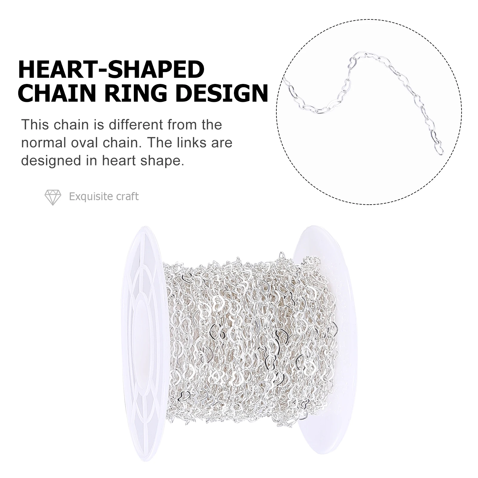

Heart Link Chain Adjustable Jewelry Making Bulk Spool Cable Unique Items Sweater Copper Heart Choker Necklace High Quality