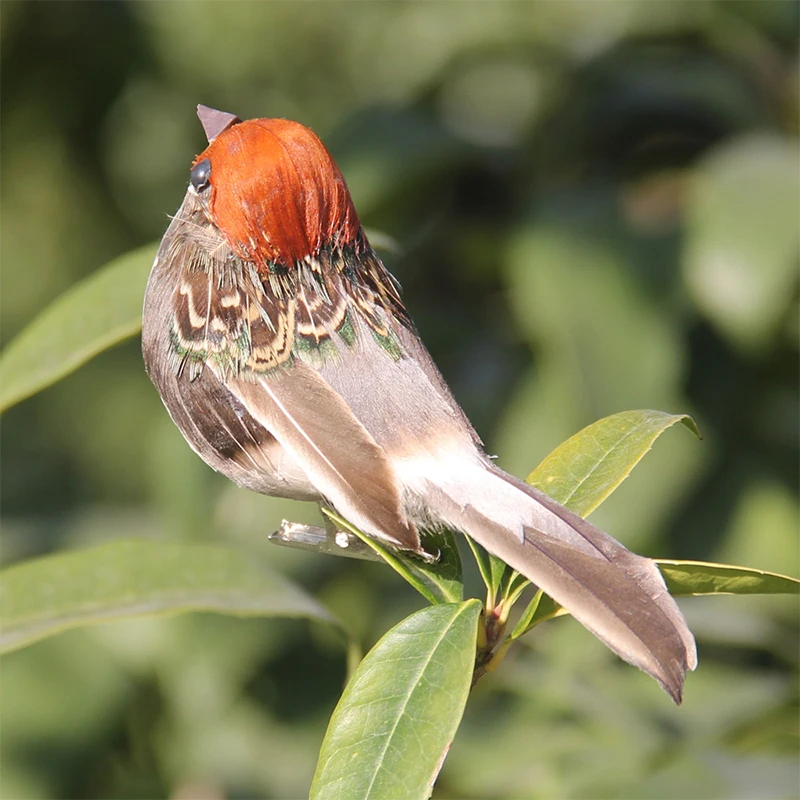 【1PC Artificial Birds Simulated Sparrows Simulated Bird Props Branches Garden Decorations】