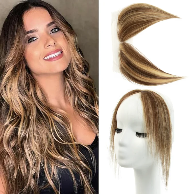 Lace Base Sided Bangs Human Hair Hairpiece Invisible Breathable Smooth Real Natural for Women Daily Stylish and Easy Wear