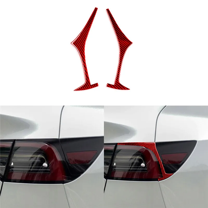 

2Pcs Carbon Fiber Car Rear Light Eyebrow Sticker For Tesla Model Y 3 2017-2022 Styling Accessories