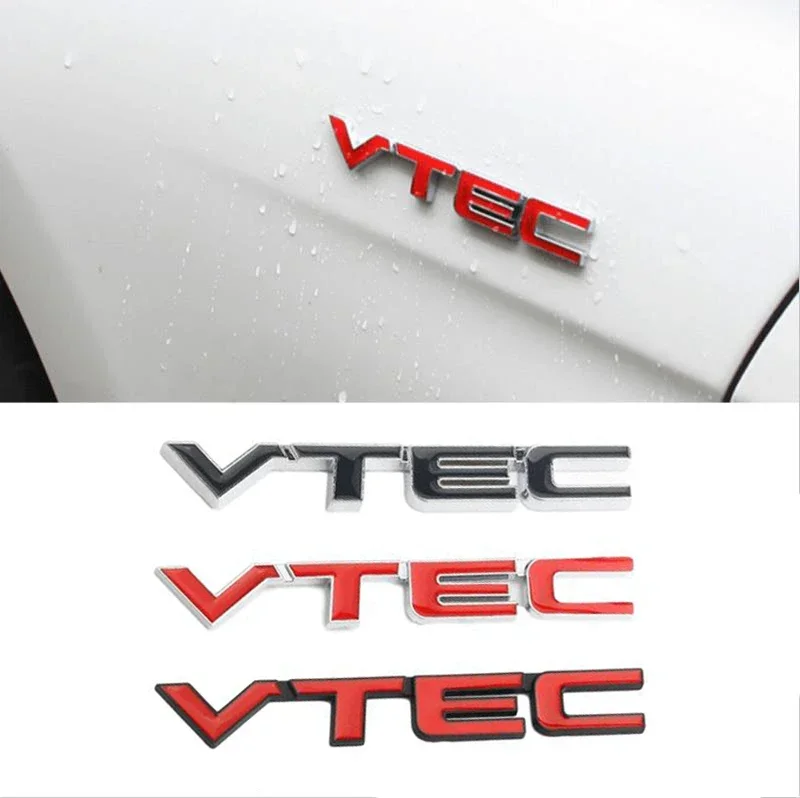 Metal Car Trunk Emblem Sticker VTEC Badge For Honda Civic City Odyssey Vezel  CRZ Jazz Spirior Dio Letter Decals Decoration