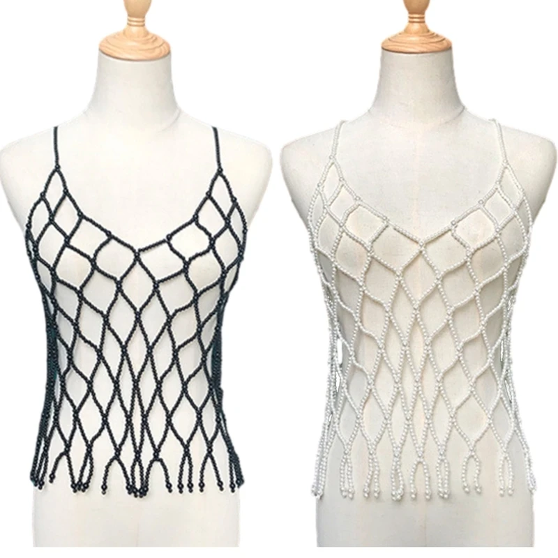 Hollow out Beads Bra TopS with Accents Versatile for Different Outfits