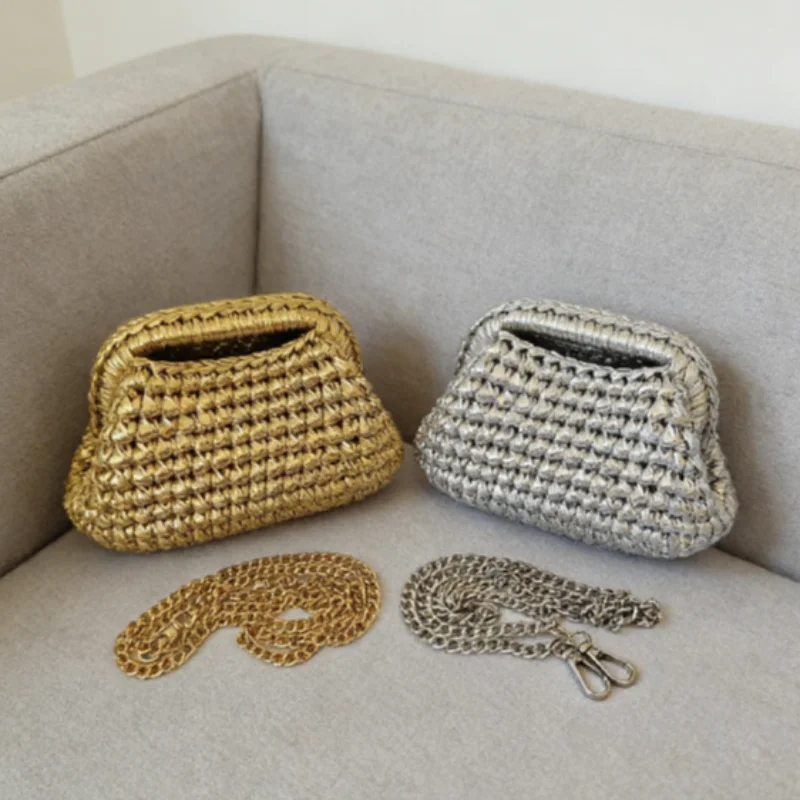 

Металлическая сумка-кроссбоди ручной работы, элегантный и универсальный женский клатч, сумка через плечо с металлической цепочкой, модная новая маленькая сумочка