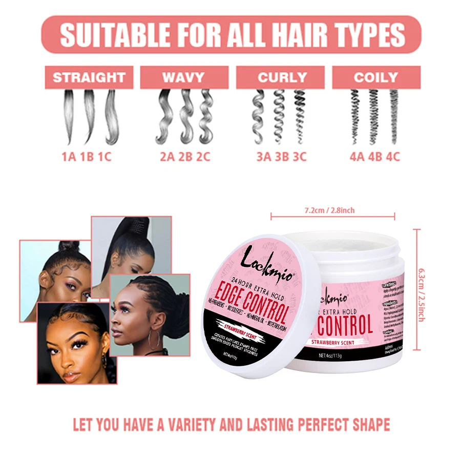 LOCKMIO Edge Control Styling Kit 113g Women Men Non-greasy Pomade Controls Hair Wax Gel for Strong Finishing Taming Flyaway Hair