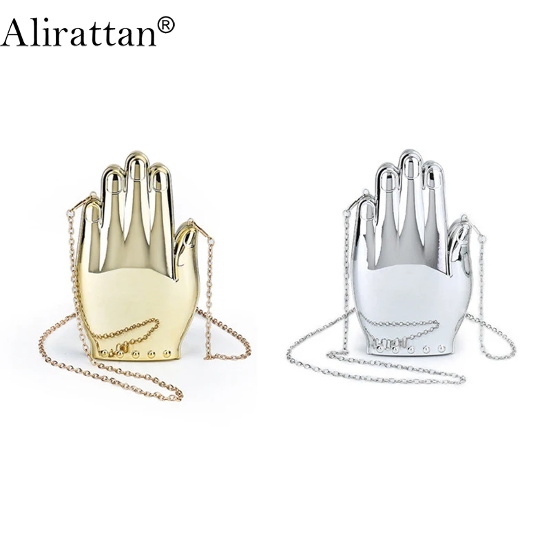 

Alirattan Women New Acrylic Evening Bags Fashion Ladies Chain Shoulder Crossbody Bag Wedding Party Palm Shape Lipstick Bag A473