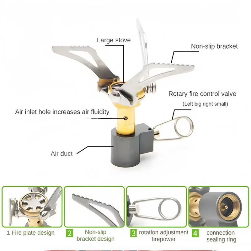 DHT في الهواء الطلق عالية الكفاءة خفيفة موقد النار سخان التخييم موقد غاز المشي لمسافات طويلة نزهة قوي موقد غاز قابل للطي إشعال #4