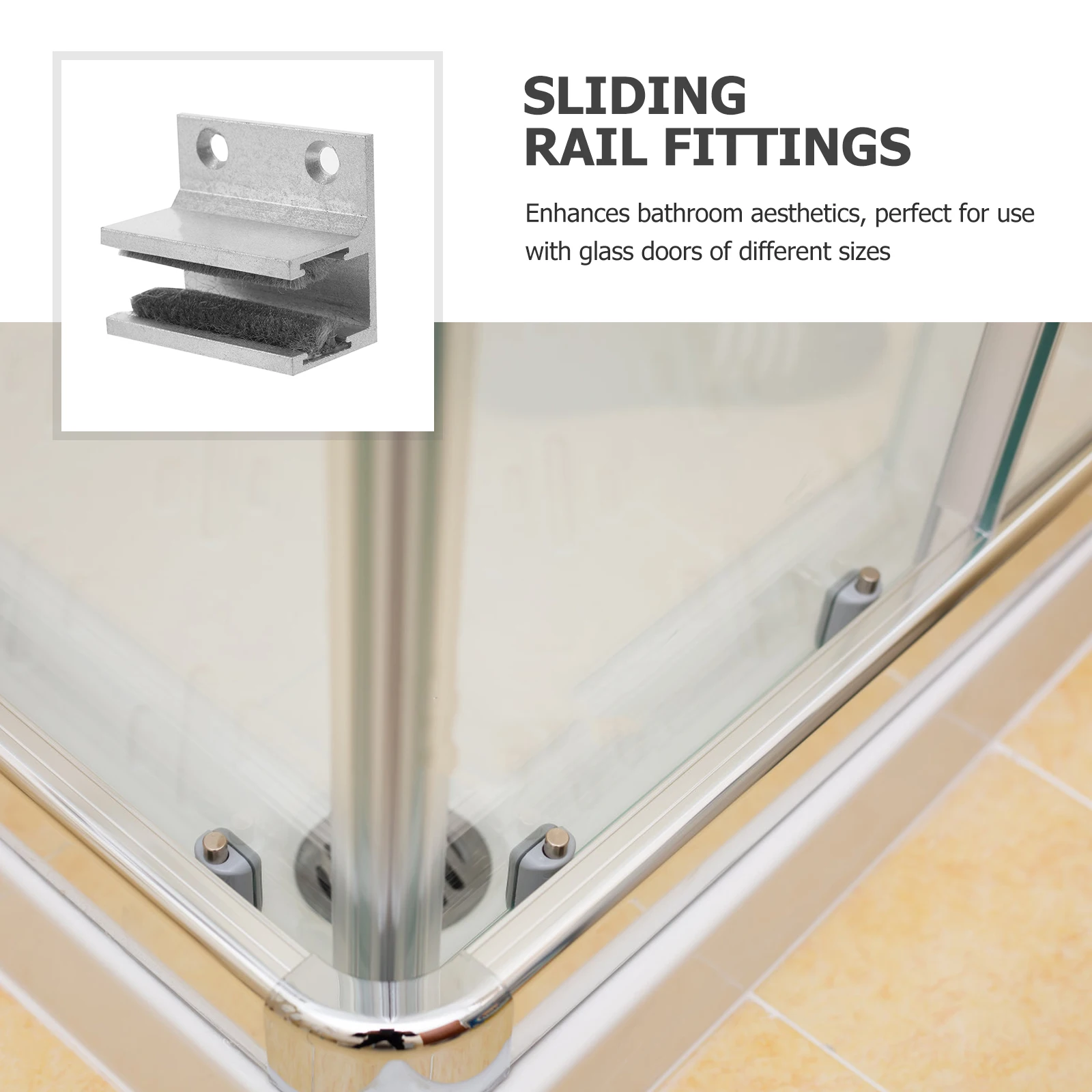 

1pcs Shower Bottom Guide Fixed Sliding Glass Stopper Aluminum Alloy Durable Wear Resistant Easy Clean Elegant Decor Sliding Door