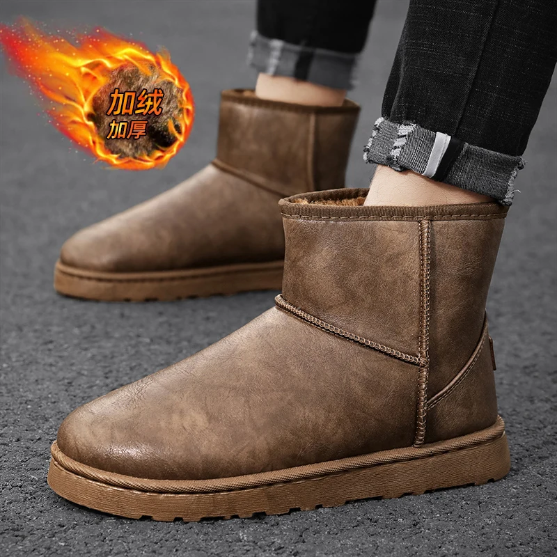Snow Boots for Men Women Platform Warm Plush Men's Winter Boots Slip-on Ankle Boots Large Size 45 Men Botas Para Hombre