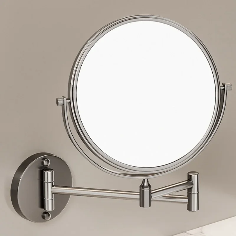 yesGrey Plated 8 Inch Wall Mounted Mirror Double Sided Folding Extending Rotating Bathroom Makeup