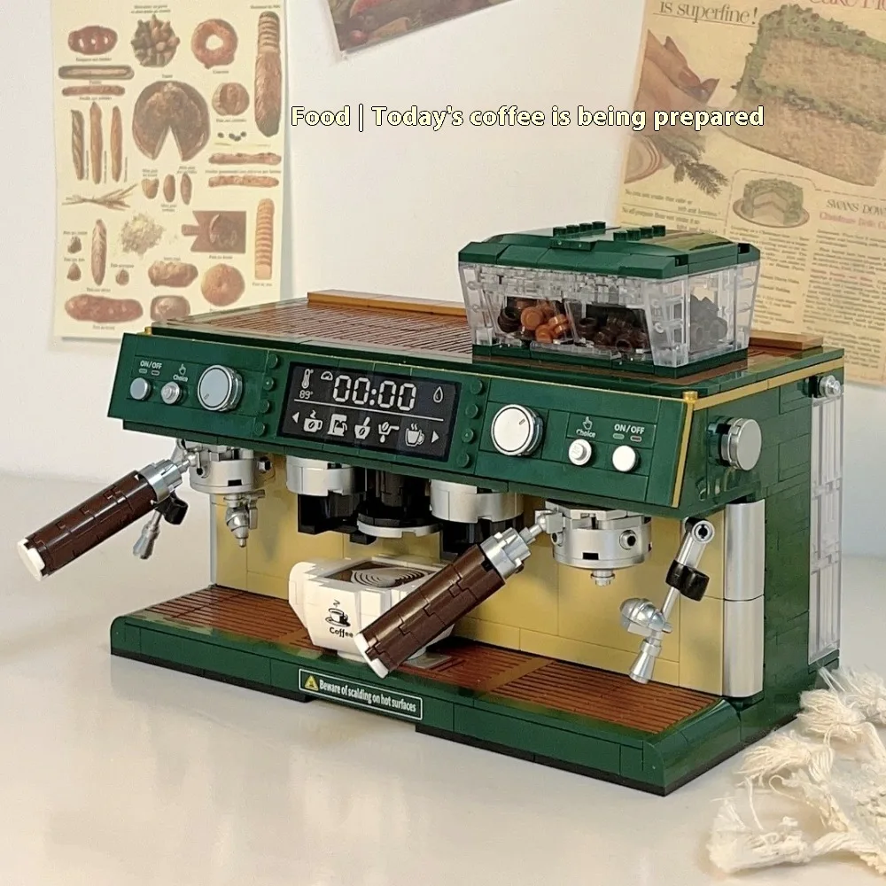 

GSF 928PCS MOC Coffee Machine Model Micro Building Blocks Mini Diamond City Friend Bricks Set Children Toys Kids Girl Game