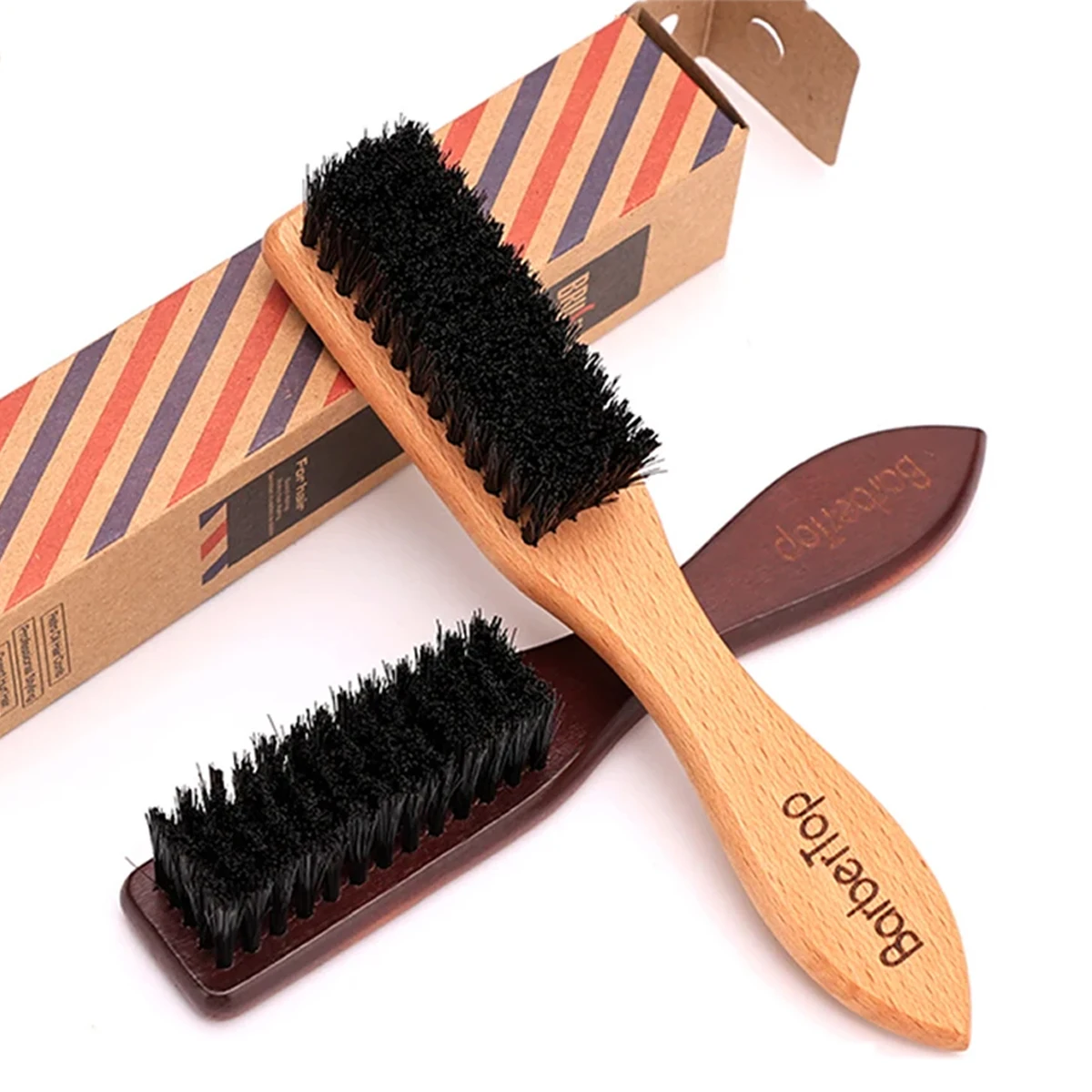 Salon de coiffure manche en bois poils de sanglier brosse à barbe brosse de nettoyage de cheveux doux cheveux cassés enlever peigne Salon hommes barbe outils de rasage