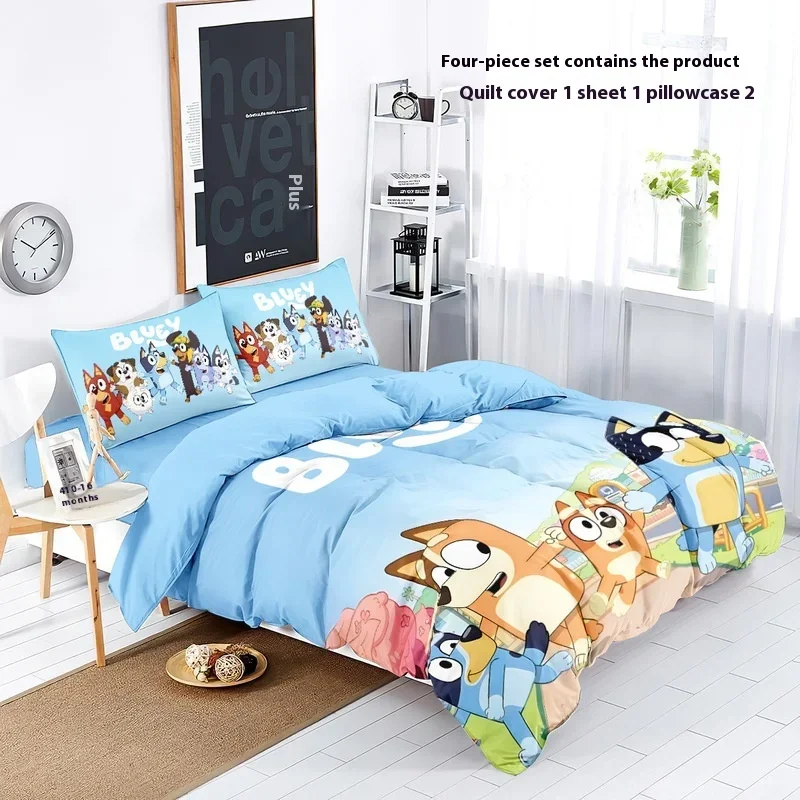 Bluey Home Quilt Cover Bluey Children Printed Cartoon Sheets Cute Kindergarten Quilt Covers Dormitory Sheets Bluey Pillowcases