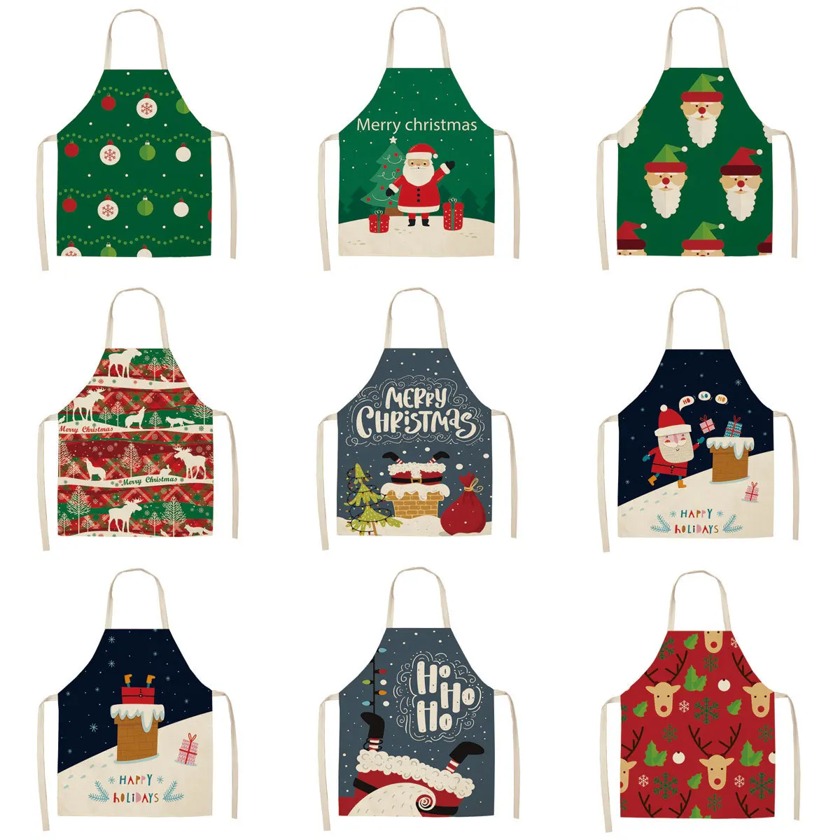 Merry Christmas Apron Ornament For Women Home Kitchen Accessories Natal Navidad 2023 New Year Gifts