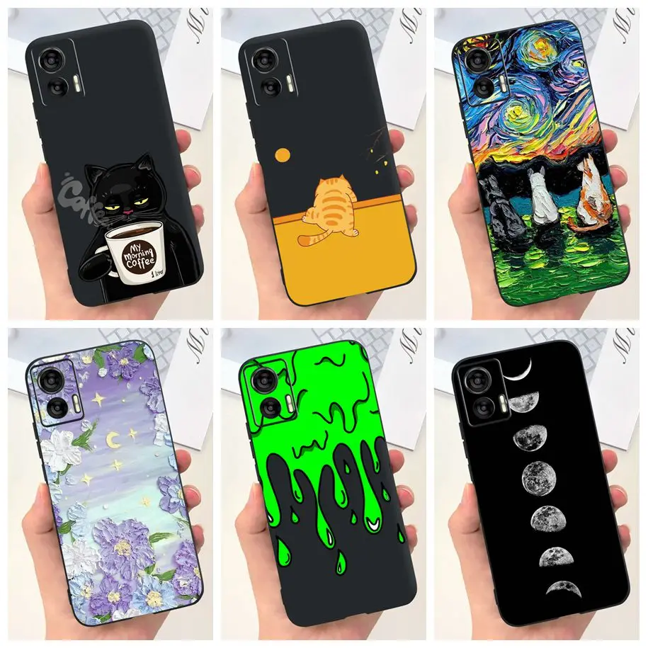 Para motorola edge 30 neo caso XT2245-1 bonito dos desenhos animados gato pintado pára-choques capa de silicone macio para motorola edge 30 lite 2022 fundas