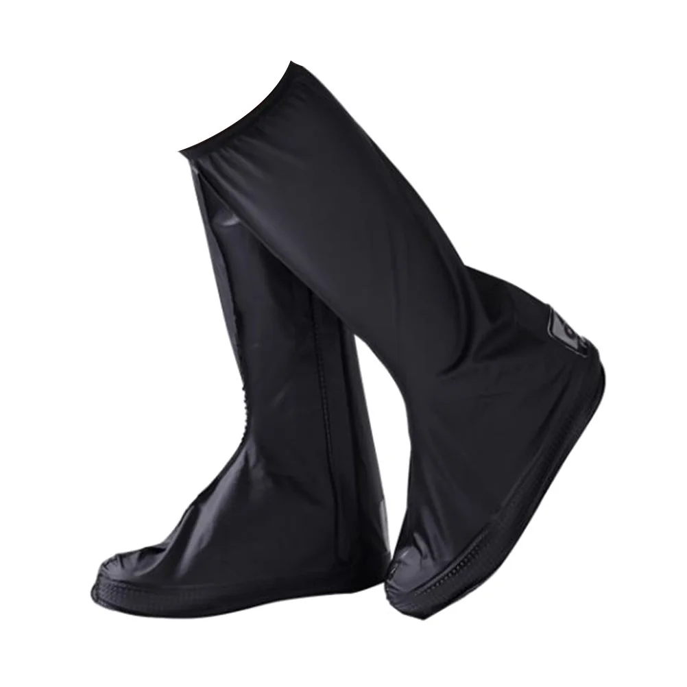 

Men's Rainproof Shoe Covers Black Xl Size Waterproof Nylon with Non-Slip Rubber Sole High-Top Zipper Closure for Rainy Days