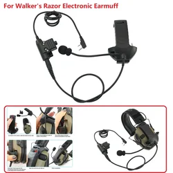 Microphone & PTT for Walker's Razor Noise Cancelling Headphones Airsoft Tactical Headset Electronic Shooting Earmuffs