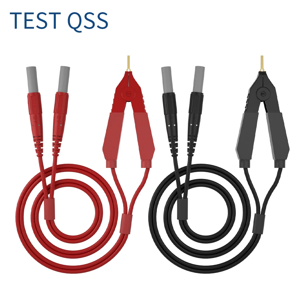 QSS Kelvin Test Lcr Lead Bottom Resistance 4-wire 4mm Banana Plug Kelvin Clip Orichalum Plating Kelvin Probes Q.70075