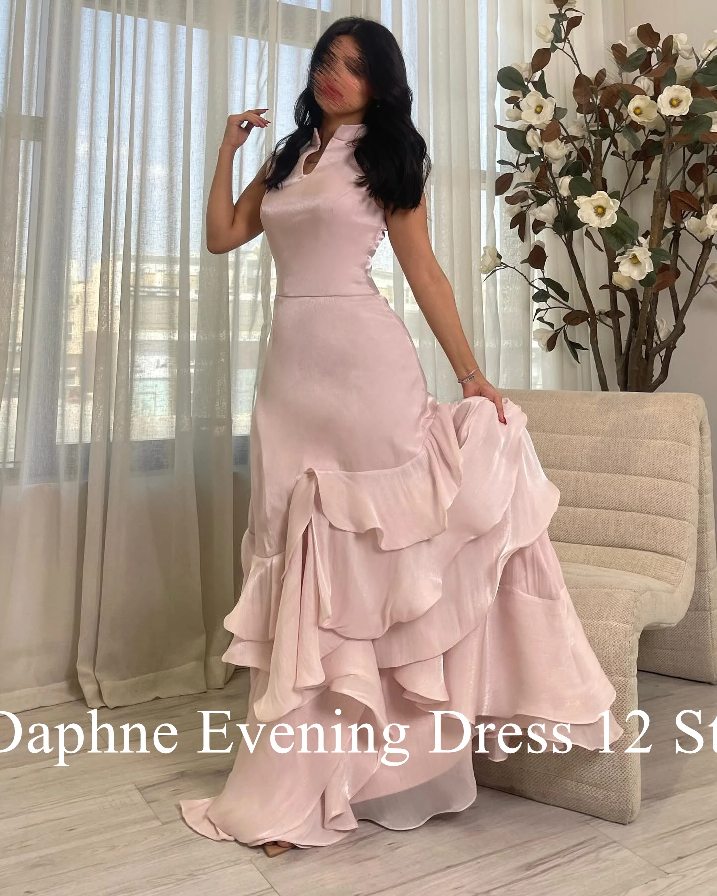 Customized Delicate Mermaid Sleeveless Ruffles Tiered Evening Dresses Temperament Satin Pleats Vestido De Festa Vestido De Noche