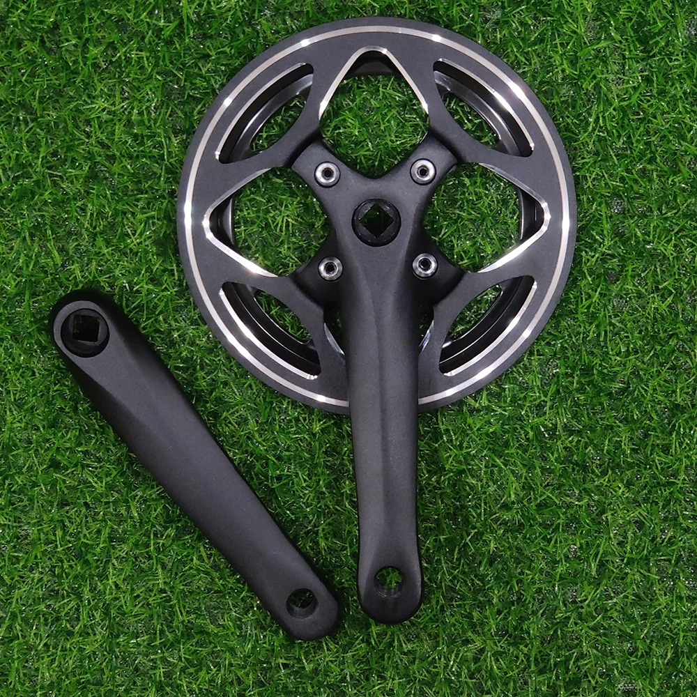 44T 170mm Bicycle Crankset Single Speed Crank Set Aluminum Alloy Unilateral Cover Square Hole Folding Bike Crank Sprocket Parts