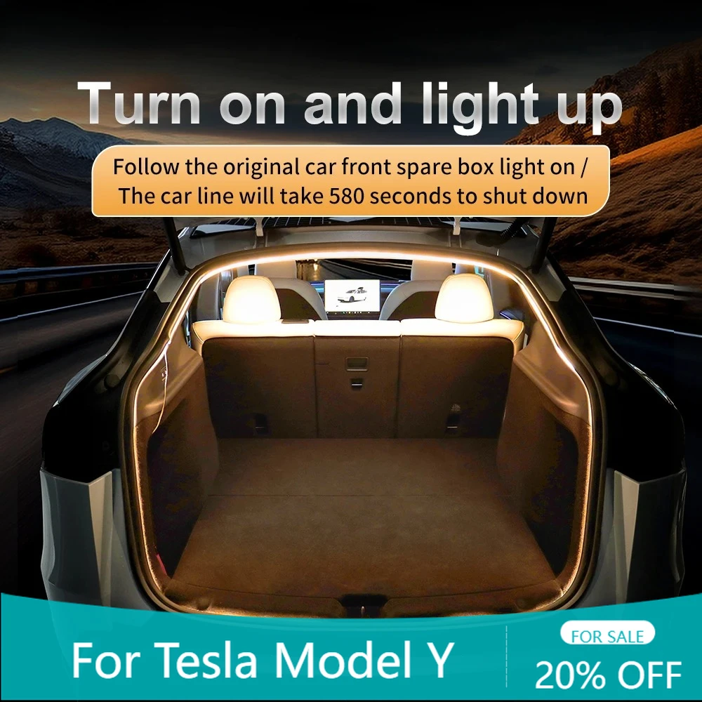 Dynamic Flowing Rear Trunk Light Magnetic Induction Switch LED Strip Accessories for Tesla Model Y Juniper 2025 2024 2023-2020