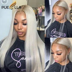 Perruque Lace Frontal Wig brésilienne naturelle, cheveux lisses, blond platine ombré, 13x6, 13x4, 30 pouces, pour femmes