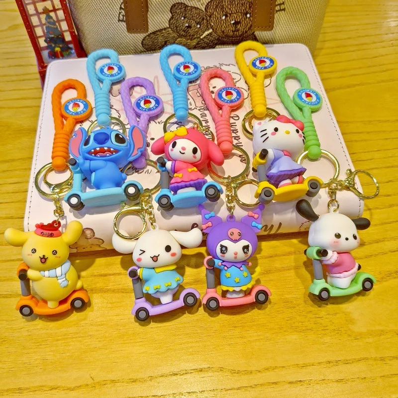 سانريو Kawaii كورومي لطيف مرحبا كيتي المفاتيح الكرتون أنيمي ميلودي مفتاح سلسلة سينامورول ظهره قلادة الاطفال هدايا عيد الميلاد