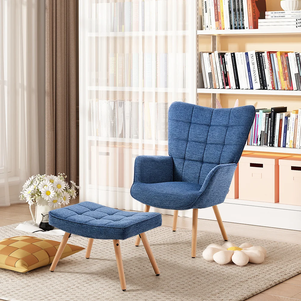 Tufted Armchair with Footstool