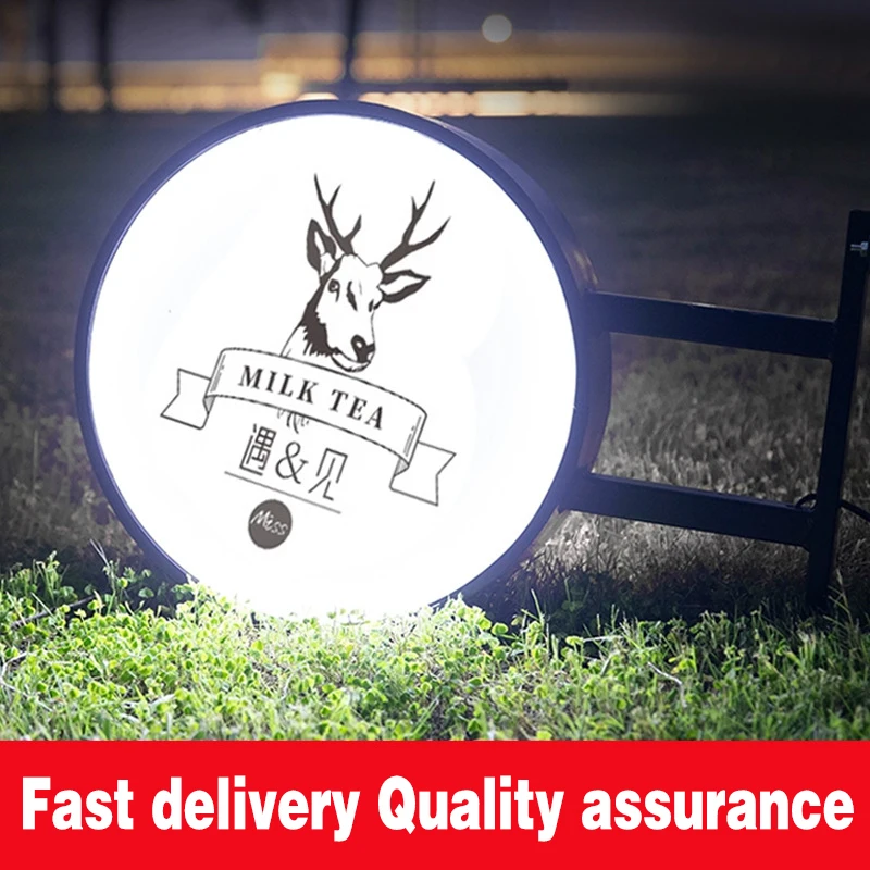 Acrylic double-side lightbox, convenience store advertising sign, LED outdoor hanging circular square light signboard