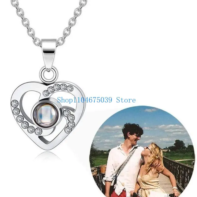 5asd Heart Projection Necklace Couples Jewelry Pendant Necklace Heart Pendant Jewelry Unique Love Neck Jewelry for Daily
