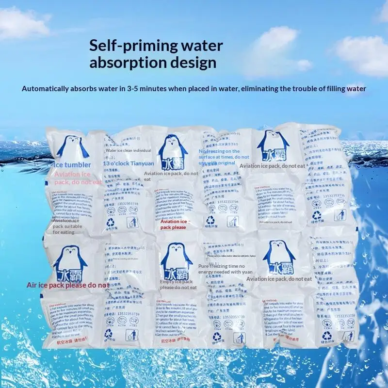 Absorbent Ice Packs Reusable Self Priming Ice Icing Packs Cold Compressed Beverages Chilled Food Preservation Gel Dry Ice Packs