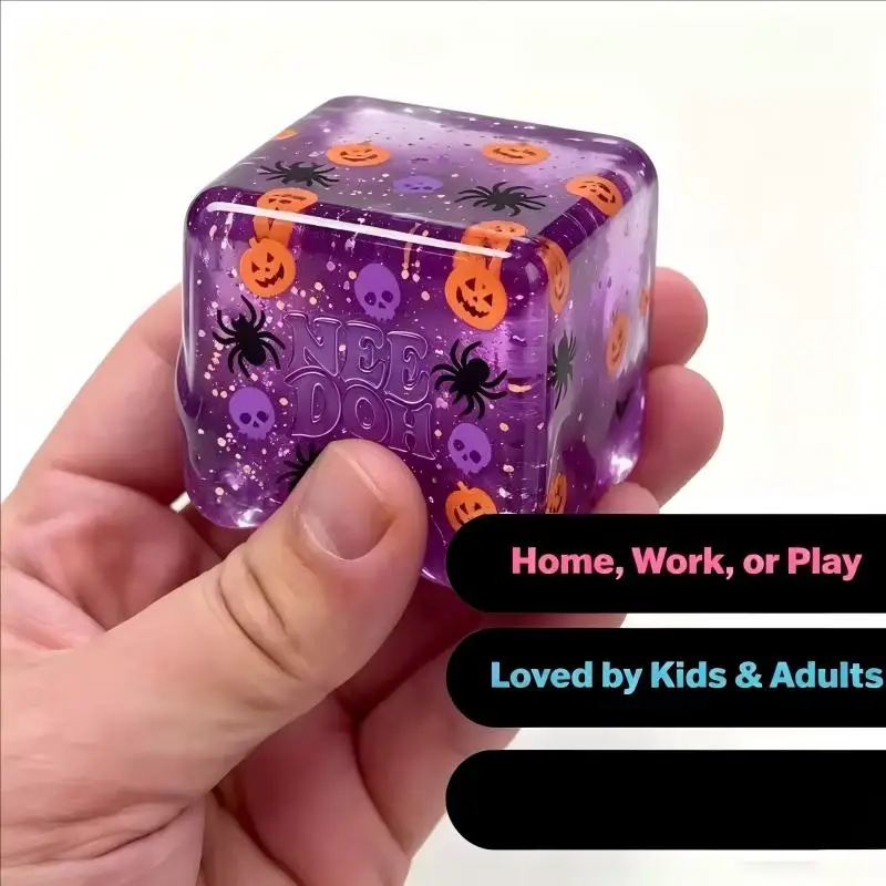 Neue NeeDoh Halloween-Geschenke wie Spinnen und Kürbisse. Sensorisches Spielzeug zur Stresslinderung. Weiche Entspannungsspielzeuge – Detail 9