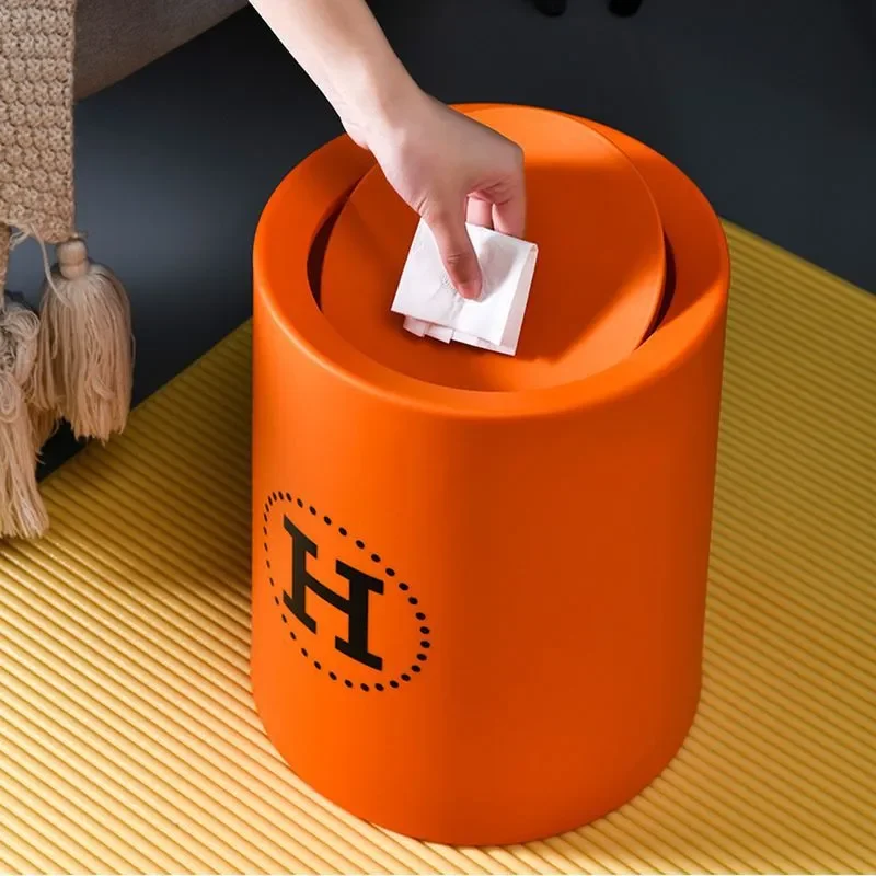 Creative Shake Cover Trash Can High End Flip Lid Waste Bin for Bedroom Living Room Bathroom Toilet Office Home Decor
