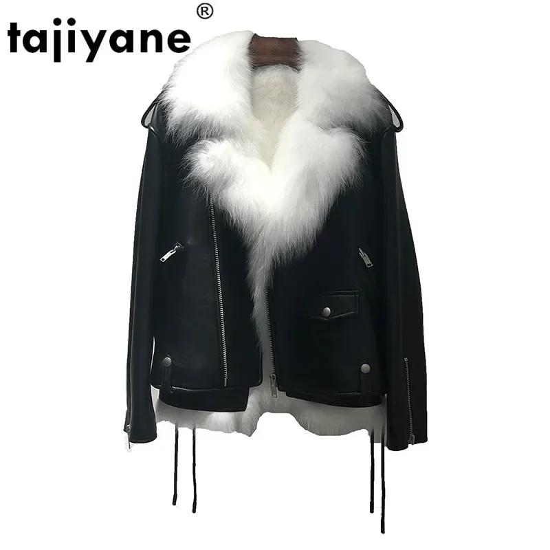 Real Sheepskin Coat Genuine Leather Jacket Women Tops Autumn Winter Jacket Korean Vintage Fox Fur Coat Female Jacket ZT1746