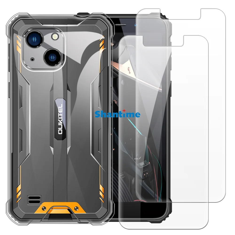 Soft Case + 2 Pack Tempered Glass Screen Protectors for Oukitel WP32, WP32 Pro Full-Body Protection