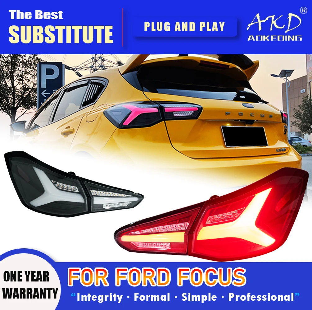 AKD Tail Lamp for Ford Focus ST LED Tail Light 2019-2022 Focus Rear Fog Brake Turn Signal Automotive Accessories