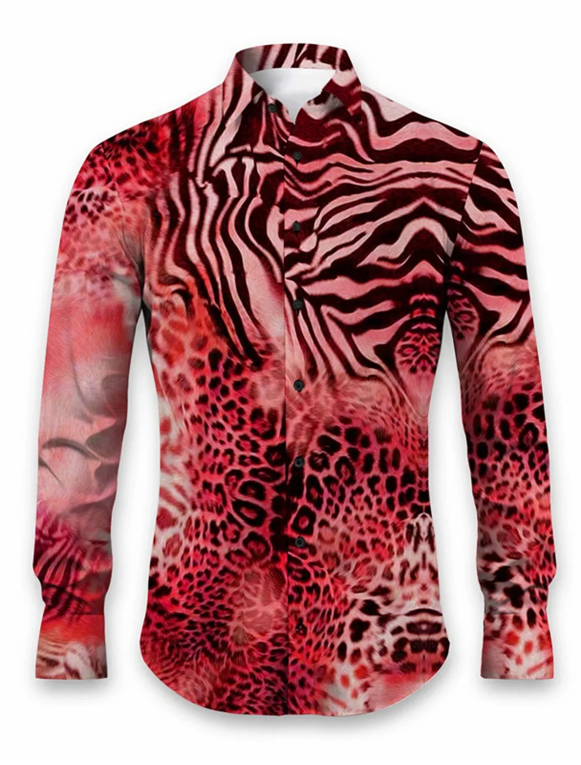 Men's Leopard Print Shirt Men's Shirt Daily Wear Out Autumn and Winter Long Sleeve Top Yellow, Pink, Red