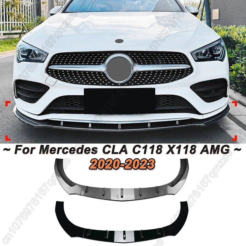 For Mercedes Benz CLA C118 X118 CLA180 200 220 250 AMG 2020-2023 Front Bumper Lip Splitter Diffuser Kits Spoiler Bumper Guard