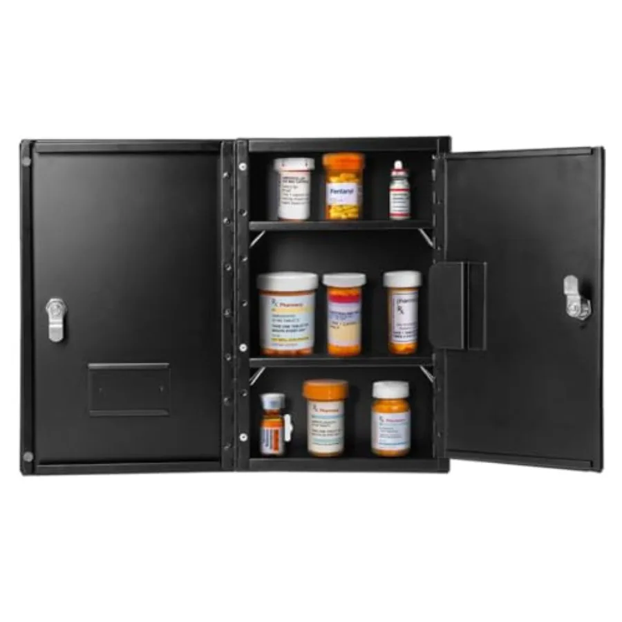 Double Door Narcotics Cabinet for healthcare facilities, steel construction, white finish, tamper-resistant locking mechanism