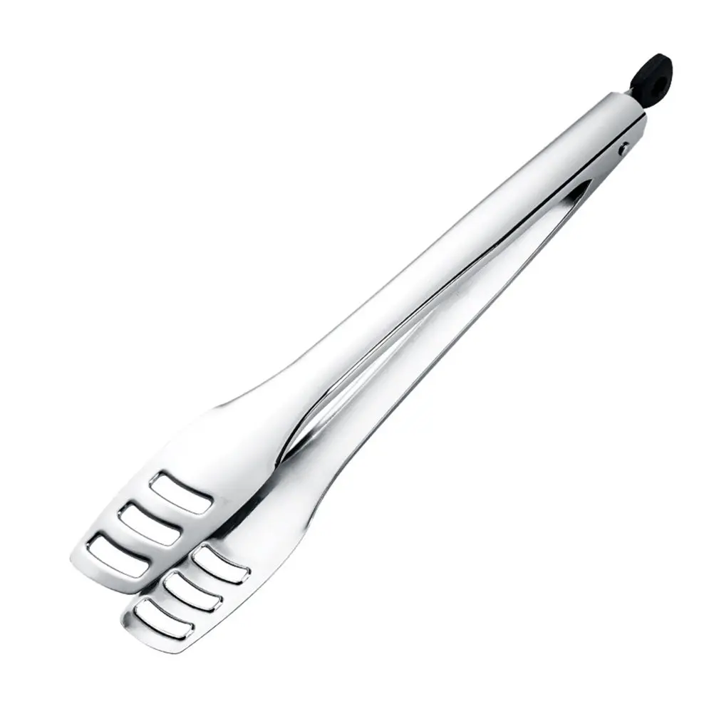 1Pcs Stainless Steel Tong Silver L Humanized Handle Multipurpose Food Clamp Bread Pancake Fish Clamp Stainless Steel Tong