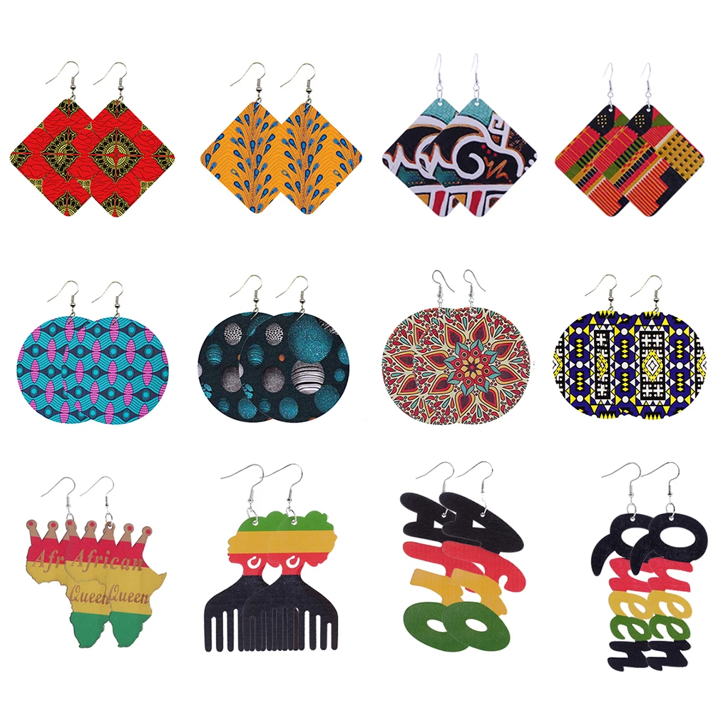 Этнические деревянные висячие серьги из нержавеющей стали, современный африканский ретро-стиль для женщин
