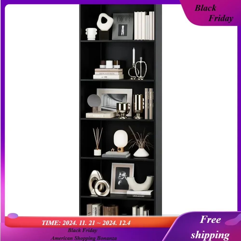 

6-Tier Open Bookcase and Bookshelf, Freestanding Display Storage Shelves Tall Bookcase for Bedroom,