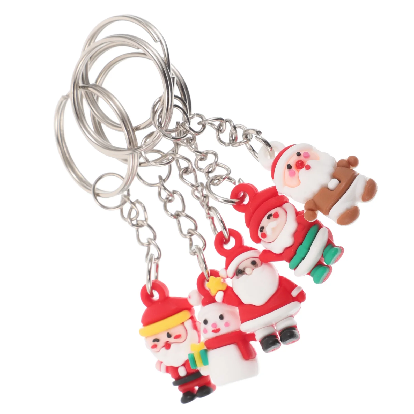 

5Pcs Cartoon Santa Claus Keychain Mini Christmas Pendant Bag Decor Keyring Holiday Gift Holiday Keychain Pendant