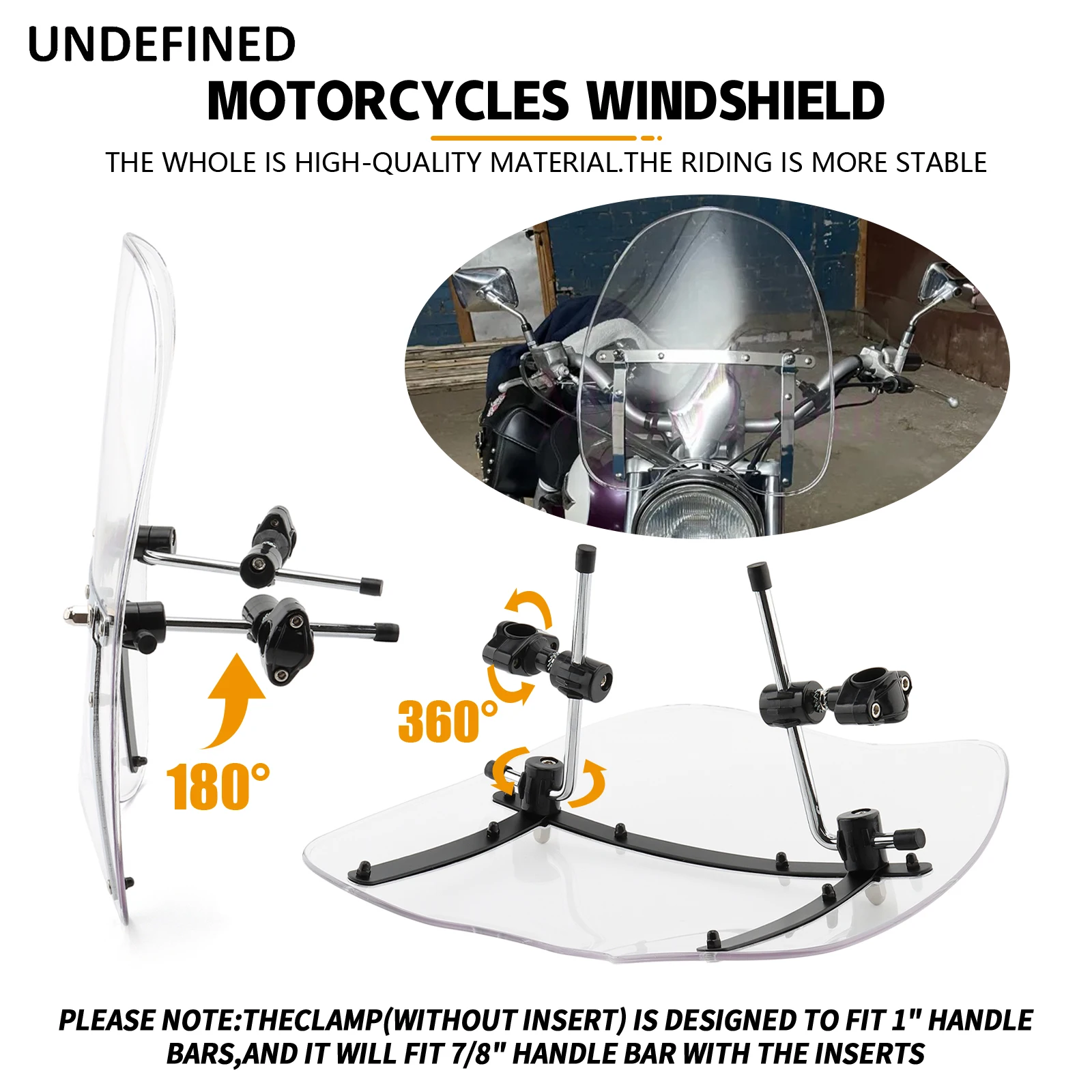 Motorcycle Universal Windshield Large Windscreen Fit For Harley Honda Yamaha Suzuki Cruiser Motorcycle Accessories Clear/Smoke