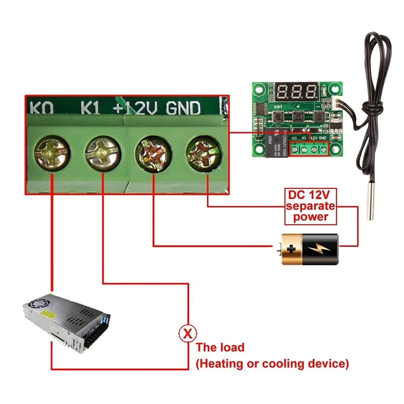 10 PCS W1209 DC 12V Red Heat Cool Temp Thermostat Temperature Control Switch Temperature Controller