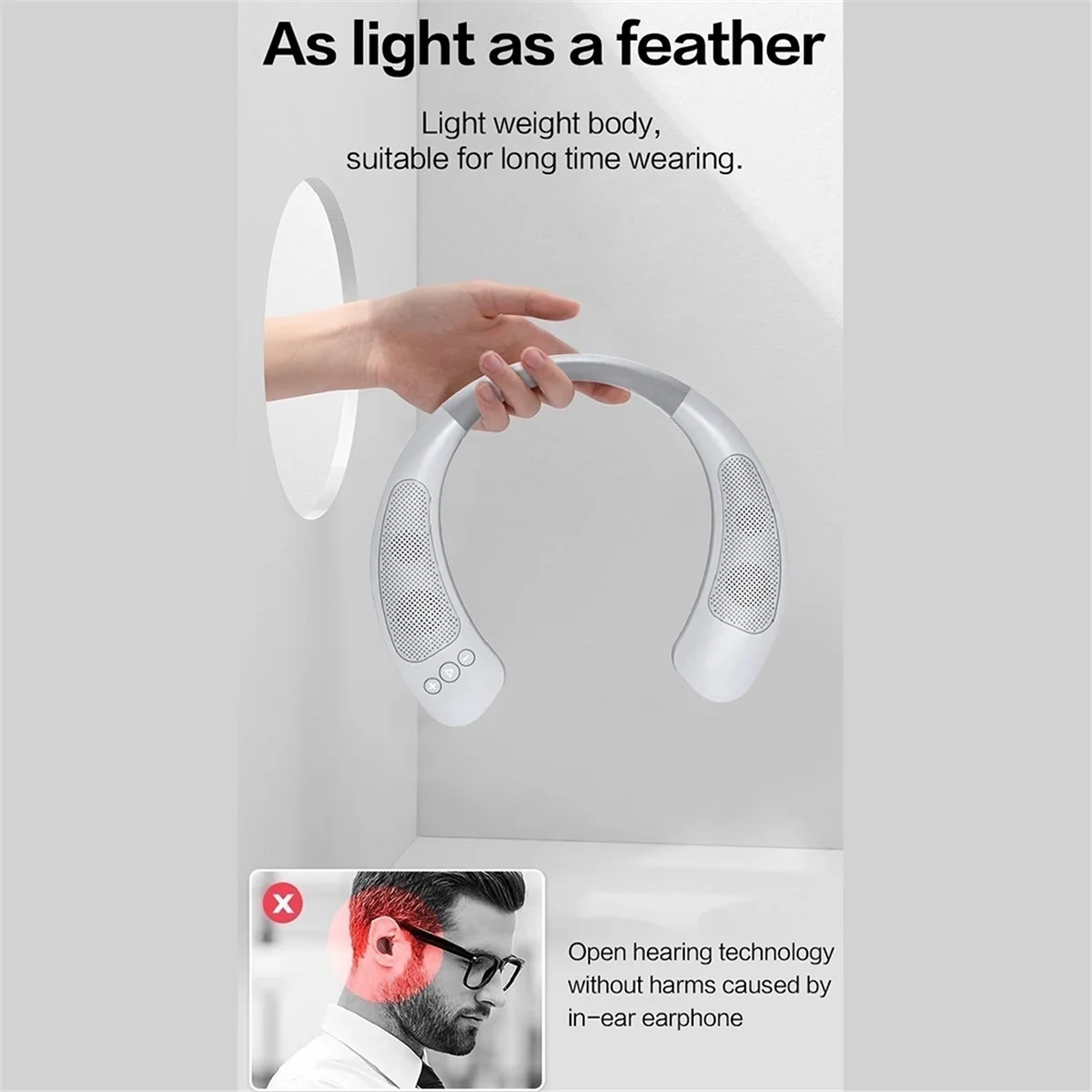 Bluetooth Audio montado en el cuello inalámbrico Bluetooth5.0 sonido envolvente altavoz banda para el cuello estéreo para juegos