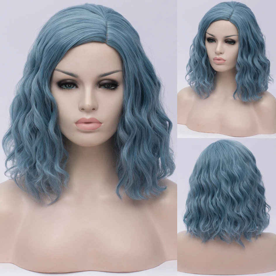 MSIWIGS Woman Green Wigs Short Curly Heat Resistant Synthetic Pink Blue Red Hair For Black White Women Cosplay Lolita Bob Wigs