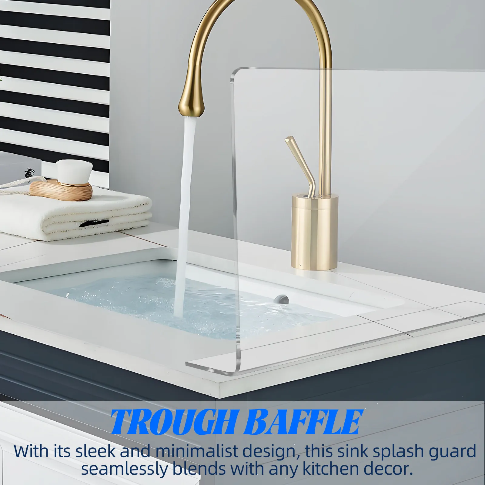 40x21cm Transparent Self-Adhesive Shower Splash Guard Acrylic Sink Splash Guard For Kitchen Bathroom, Wash Basin Water Blocking
