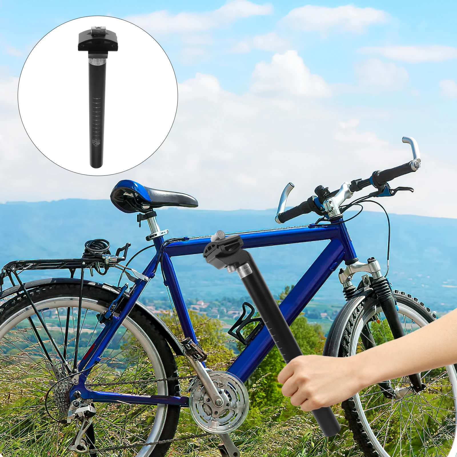 

Seat Post Alluminium Alloy Bike Replacement Extra Long Seatpost Suitable for Most Mountain Bike Road Bike (Black)